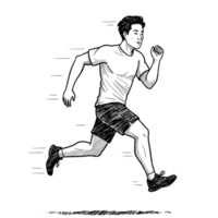Dynamic running action of a young athlete in an urban environment sketch style inspired by movement and energy png