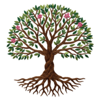 Nature's resilience a beautiful embroidered tree design artistic creation peaceful setting close-up view symbol of growth png