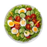 a salad with eggs, tomatoes, cucumbers and lettuce png