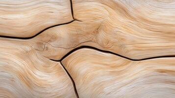 Light wood texture background showing growth rings and cracks creating a beautiful abstract pattern photo