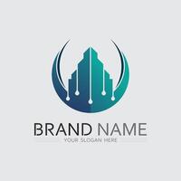 Tech gear logo design template. Technology architecture vector