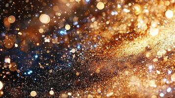 Golden confetti falling against a bright abstract background, creating a celebratory atmosphere light for a special event or festive occasion bokeh Copy space for text photo