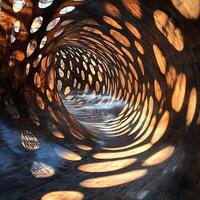 A circular tunnel with holes in it photo