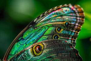 A close up of a butterfly with colorful wings photo