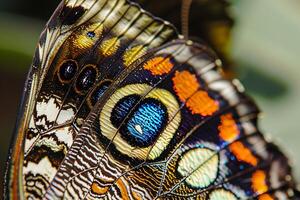 A butterfly with a colorful pattern on its wings photo