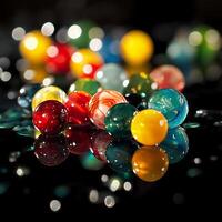 A group of marbles on a table photo