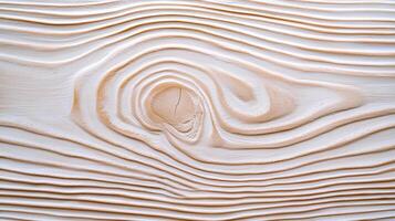 Natural Close up wood grain texture featuring prominent knot, revealing intricate concentric rings on light wooden surface close up background photo