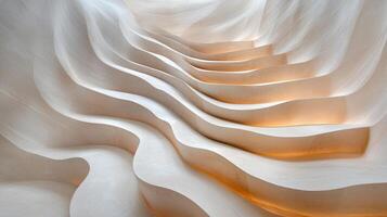 Smooth, undulating architectural design staircase featuring warm, inviting lighting creates a sense of modern elegance aesthetic photo