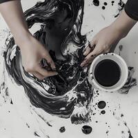A person is holding a cup of coffee in their hand photo