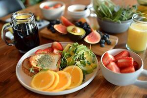 A plate of fruit and toast photo