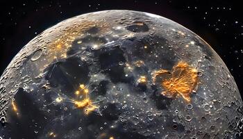 The moon is shown with a bright light shining on it photo