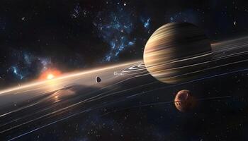 An artist's impression of the planets in space photo