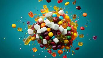 A colorful candy ball is falling out of the sky photo