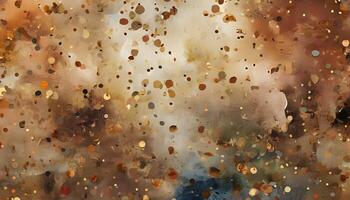 A painting of a brown and gold background with water droplets photo