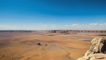 The view from the top of a rock in the desert photo