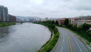 A river running through a city with buildings on both sides photo