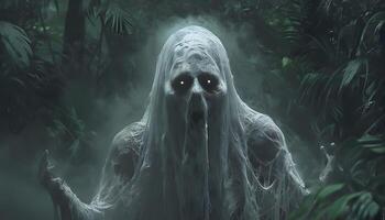 A creepy ghost in the forest photo