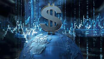 Dollar symbol on a globe photo
