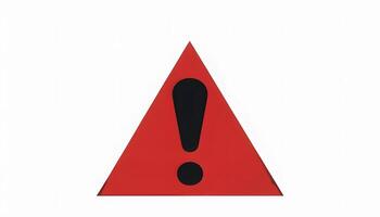 A red triangle with an exclamation mark on it photo