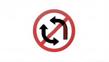 A no turn sign with arrows pointing in different directions photo