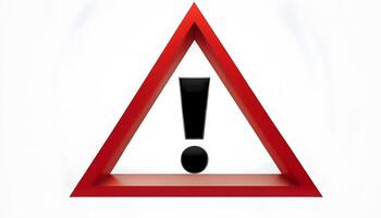 A red triangle with an exclamation mark on it photo