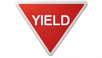 Yield sign on white background photo