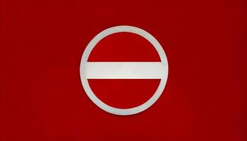 A red and white sign with a circle in the middle photo