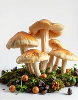 Mushrooms on a white background photo