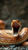 A snake with its mouth open and its mouth open photo