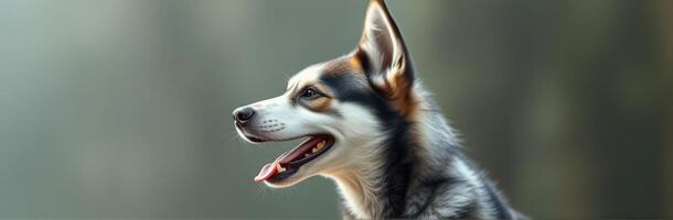 Majestic husky enjoying a sunny day outdoors in a calm natural setting photo
