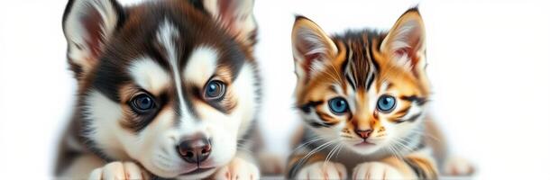 Puppies and kittens share a playful moment in a cozy indoor setting on a bright day photo