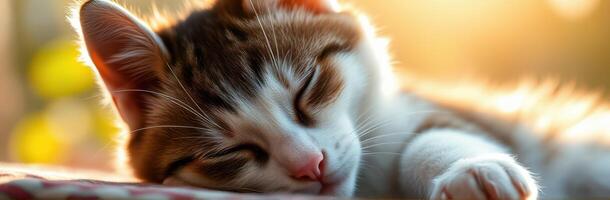 Relaxing cat enjoys a warm afternoon sunbeam in a cozy living room setting photo