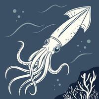 The illustration of squid vector