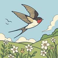 The illustration of swallow bird vector