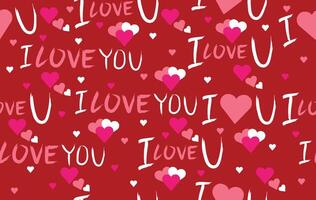 Valentine pattern seamless fabric Valentine day. I LOVE YOU text hand drawn on red. Designed for background ,wallpaper ,valentine pattern ,wrapping paper ,couple ,fabric ,anniversary ,sweetheart vector