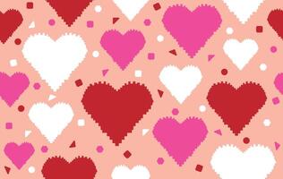 Valentine pattern seamless fabric Valentine day. pixel heart pattern on pastel orange. Designed for background ,wallpaper ,valentine pattern ,wrapping paper ,sweetheart ,fabric ,anniversary ,couple vector