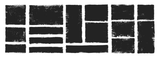 Text boxes and frames with grungy organic textures. Rough brush strokes and rectangle. illustration. vector