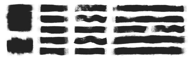 Hand drawn paintbrush set with organic texture. Grange strokes, waves, text frames and tags. illustration on a white background. vector