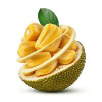 Vibrant ripe jackfruit bursting open with seed, showcasing juicy, natural texture photo