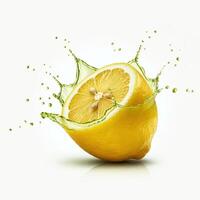 Zesty lemon slice bursting open in water perfect for tangy recipes photo