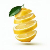 Healthy slice lemon with leaf bursting with juiciness and natural goodness photo