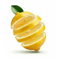 Healthy slice lemon with leaf ideal for detoxifying juices and drinks photo