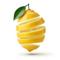 Wholesome slice lemon with leaf ideal for wellness themes and healthy living photo