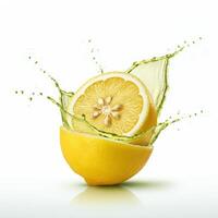 Crisp lemon slice bursting open in water perfect for zesty recipes photo