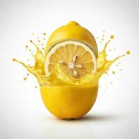Zesty lemon slice bursting open in water ideal for culinary inspiration photo