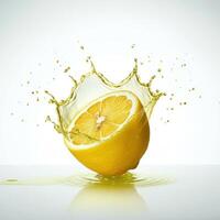 Juicy lemon slice bursting open in water showcasing freshness and zest photo