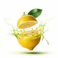 Refreshing lemon slice bursting open in water perfect for summer visuals photo