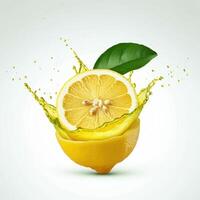 Zesty half lemon slice showcasing its freshness and zest on white background photo