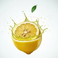 Freshly sliced half lemon isolated on white background citrus delight photo