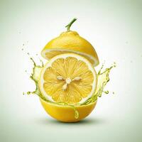 Vibrant lemon slice bursting open in water for colorful food displays photo